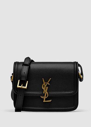 Сумка жіноча yves saint laurent solferino black/gold 18.5 х 14 х 5 натуральна шкіра чорна трендова