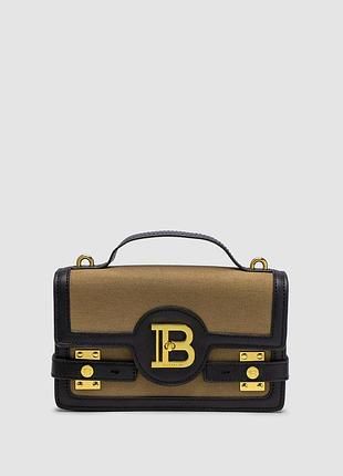 Сумка жіноча balmain b-buzz 24 black/khaki текстиль хакі трендова