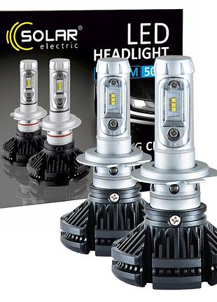 Led автолампа solar h7 12/24v 6000lm 50w zes chip біла заміна для авто світлодіодні лампи dm-11