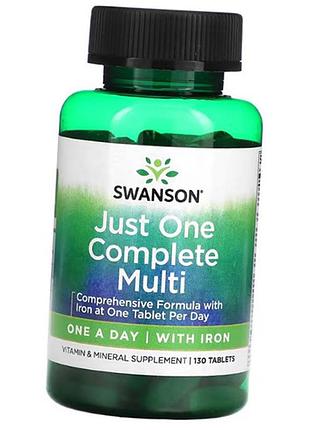 Мультивитаминный комплекс с железом, just one complete multi with iron, swanson 130таб (36280226)