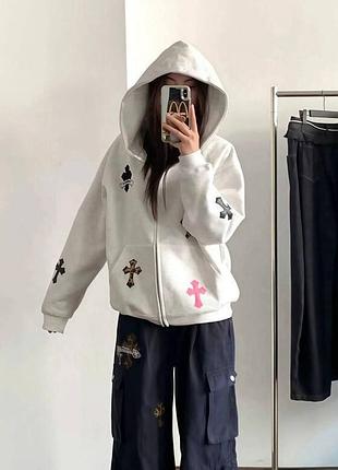 Обʼємний оверсайз худі з капюшоном, на змійці, з карманами кенгуру