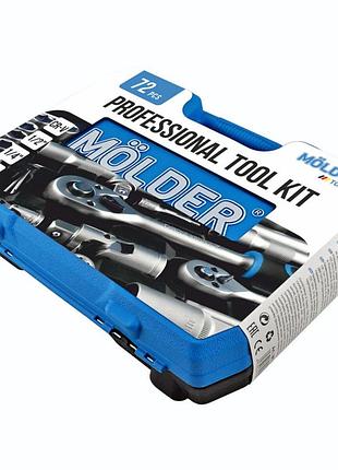 Професійний набір інструментів mölder mt60072 для авто 72 предмети в кейсі храповики та торцеві головки dm-11