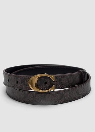 Coach sculpted c buckle belt brown 100 x 2.5 см