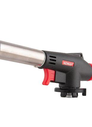 Газовая горелка nowax на баллон с пьезоподжигом сопло ø 20мм длина 61,5мм для кемпинга туристическая гор ve-33