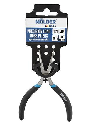 Долгогубцы molder cr-v 120мм с прорезиненной ручкой для точной работы плоскогубцы прецизионные hrc 55-60 dm-11