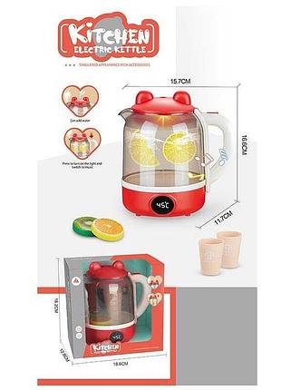 Чайник на батарейках, звук, подсветка, испускает пар (hj 605)
