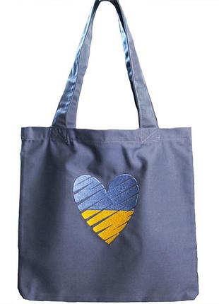 Шопер сумка з вишивкою серце україна lb774 синій (39681009), needlewoman