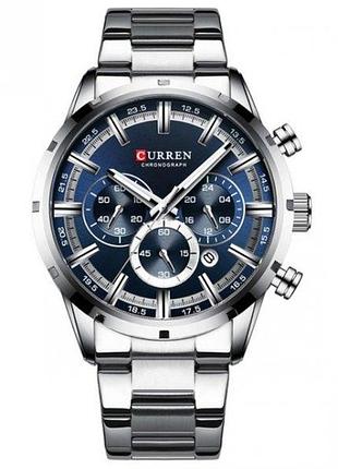 Мужские наручные часы curren flag кварцевые классические с синем циферблатом для стильных мужчин часы с dm-11