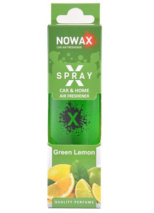 Ароматизатор nowax x spray green lemon для автомобиля спрей цитрусовый освежитель воздуха для салона ve-33