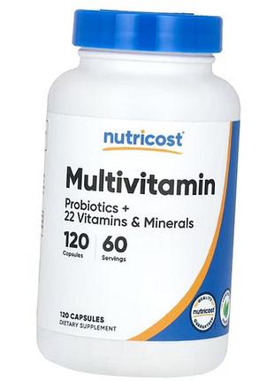 Мультивитамины с пробиотиками, multivitamin, probiotics + 22 vitamins and minerals, nutricost 120капс (36647086)