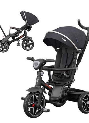 Детский трехколесный велосипед tilly dynamic (t-3810 black) поворотное сиденье, складной руль