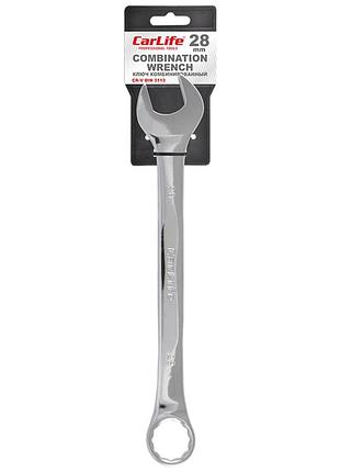 Ключ комбинированный carlife cr-v 28мм хром-ванадиевая сталь гаечный и накидной ключ для авто dm-11