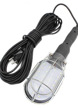 Светодиодная переносная лампа с удлинителем 24 cob led - 10 метров w02-10 чёрная