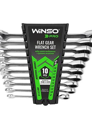 Набор ключей комбинированных winso pro с трещоткой cr-v 10шт 8-19мм инструменты для ремонта автомеханика ve-33