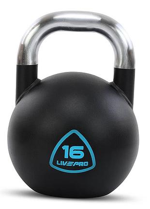 Гиря соревновательная цельная стальная окрашенная с хромированной ручкой lp8042 16кг черный (56422030),