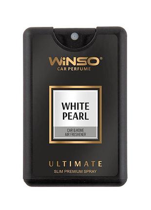 Освежитель воздуха winso ultimate slim sprey 18мл white pearl ароматический спрей для автомобиля нейтрал ve-33