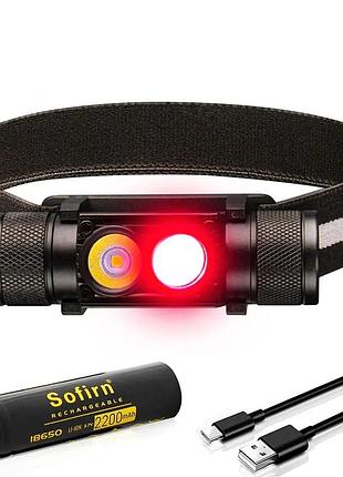 Тактический налобный фонарь sofirn h25lr 660лм красный свет налобный светодиодный фонарик для охоты и ту ve-33