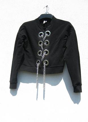Крутой массивный чёрный свитшот в стиле готик металл с цепью asos