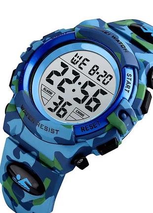 Детские спортивные наручные часы skmei kids 1548 светло-синий камуфляж кварцевые часы для мальчиков с по ve-33