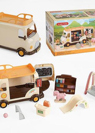 Автобус c 01 (24) "школа", аксессуары, мебель, наклейки, подвижные элементы, в коробке