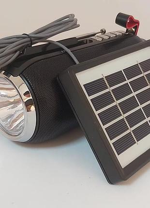 Портативна колонка із сонячною панеллю fp-30-s чорна для кемпінгу та активного відпочинку ліхтар bluetoo dm-11