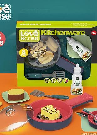 Детская кухня xg 2-5 (36/2) сковорода на батарейках, продукты меняют цвет, звук, подсветку, в коробке