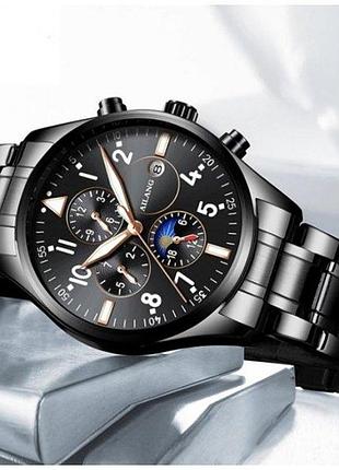 Чоловічий наручний годинник ailang connect механічний із сапфіровим склом чорний класичний годинник для dm-11