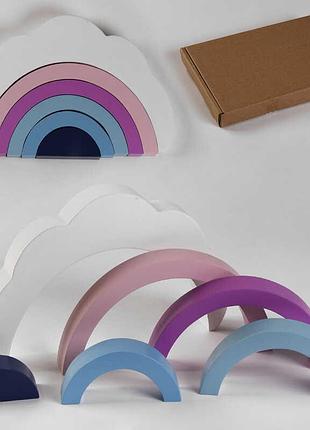Деревянная логика пирамидка "радуга и облачко" (с 47864)