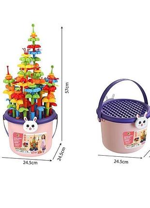 Конструктор mc 308 (24) “квітуча галявина”, 156 деталей, наліпки, у відрі