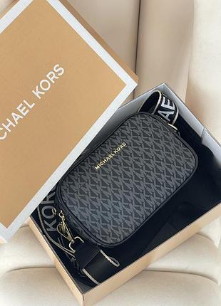 Сумка жіноча michael kors крос-боді чорний на широкому ремені майкл корс
