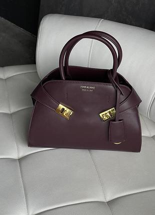 Сумка жіноча salvatore ferragamo ділова бордовий феррагамо преміум'якості