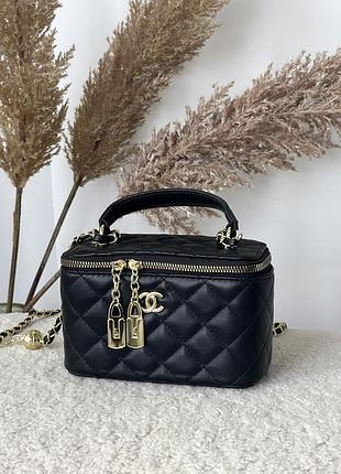 Сумка жіноча клатч chanel classic lambskin чорний шанель бочечка
