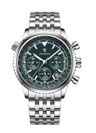 Мужские наручные часы poedagar avalon серебристые кварцевые классические часы для мужчин с секундомером ve-33