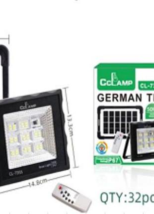 Фонарь лампа кемпинг cclamp cl-7355, солнечная панель,