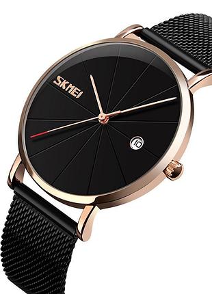 Оригінальний чоловічий годинник skmei 9183 tiger black gold кварцовий класичний унісекс з водозахистом 3 dm-11