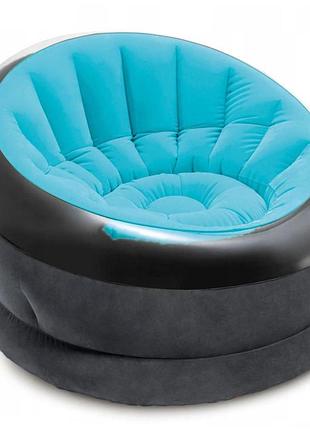 ★➚надувное кресло intex голубое 112х109х69 см для отдыха и релаксации комфортное кресло для дома dm-11