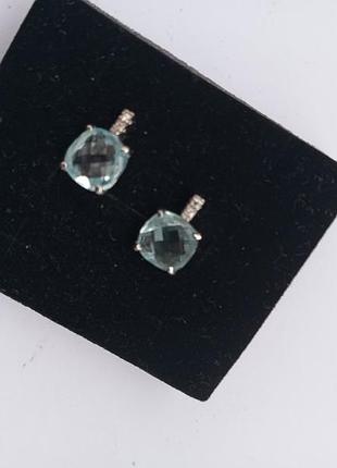 Роскошные серьги с голубыми кристаллами