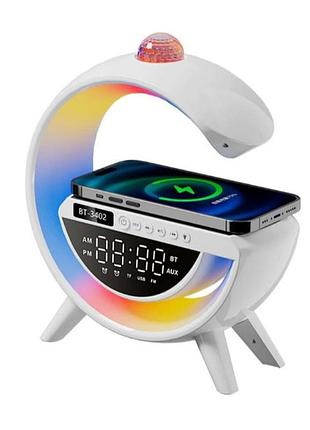 Настольная смарт лампа-ночник g-smart gbt с беспроводной зарядкой и bluetooth-колонкой 9386