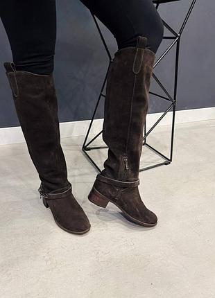 Жіночі чоботи натуральна замша шоколад
