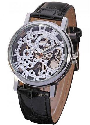 Мужские наручные часы winner silver механические аналоговые с римскими цифрами для стильных мужчин класс dm-11