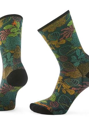 Шкарпетки чоловічі smartwool bike zero cushion aloha forest print crewi man для велоспорту та велотуристів