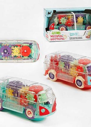 Автобус 60275 (80) "wtoys", укр. язык, 2 цвета, свет, звук, прозрачный корпус, колесо свободного хода,