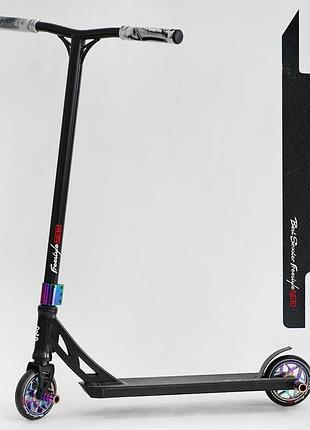 Трюковой самокат n-43005 best scooter freestyle с hic-системой, алюминиевой декой и колесами 120 мм