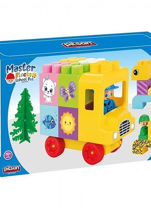 Конструктор школьный автобус 03-606 (6) pilsan, 28 элементов, человечки, в коробке