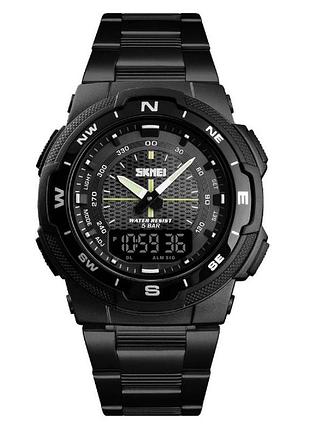 Чоловічий наручний годинник skmei marshal black vip кварцовий чорний для спорту та повсякденного носіння dm-11