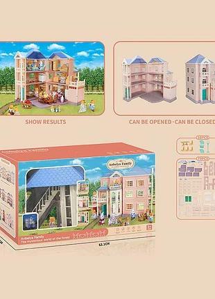 Будиночок 1808 (6) 89 деталей, розсувний, 3 поверхи, меблі, флоксова фігурка, в коробці