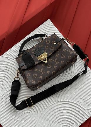 Жіноча сумка луї віттон саквояж велика louis vuitton коричневий із чорним