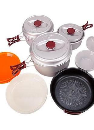 Набор походной посуды kovea silver 56 анодированный алюминий для 5-6 человек туристическая посуда с чехл ve-33