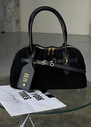 Сумка женская miu miu aventure nappa suede черный замш через плечо миу миу