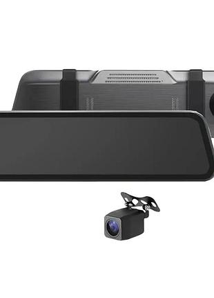 Зеркало с видеорегистратором l1056 10 дюймов черное для автомобиля с двумя камерами запись видео 1080p ve-33